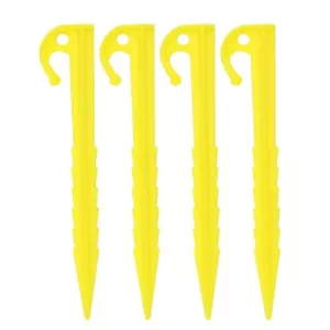 4PC Visible Yellow Plastic Universal Tent Pegs Ground Nail Stakes for Camping - Picture 1 of 2