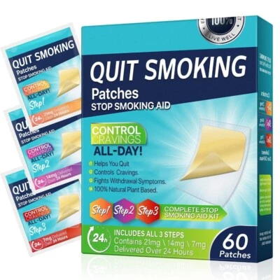 Nicotine Patches Step 1 2 3, 21mg 14mg 7mg Transdermal Stop Smoking Aid 60 Count - Image 1 of 4