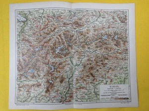 1910 Tyrol Salzburg Austria Vintage Geographical Map L 11.5 x 9.5 Color C19-4 - Picture 1 of 3