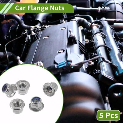 5 Stück M6x1.0 Flanschmuttern für Auto Motorrad, 304 Stahl, Gummiring - Bild 1 von 4