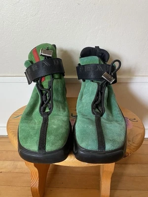 Raro F/W 1999 Prada Verde Gamuza Botines Tenis Nuevo sin Etiquetas Foto 1 de 4
