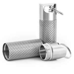 Mini Pill Box Container (2Pack), Portable Titanium Waterproof Keychain Pill H... - Picture 1 of 7