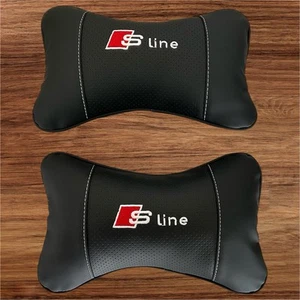 Car Headrest Neck Pillow Audi Sline A3 A4 A5 A6 A7 A8 Q3 Q5 Q7 TT S3 S4 - 2 PCS - Picture 1 of 7
