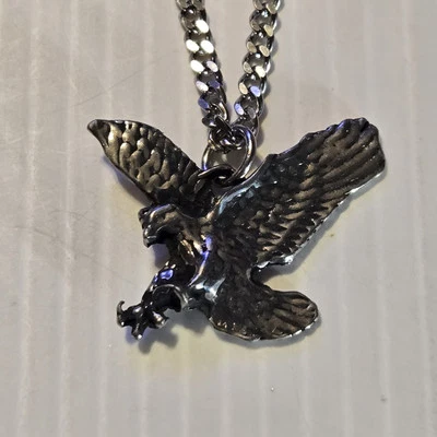 ÁGUILA ELEVADA Peltre Colgante Dije /18"-24" COLLAR CADENA ACERA INOXIDABLE Foto 1 de 4