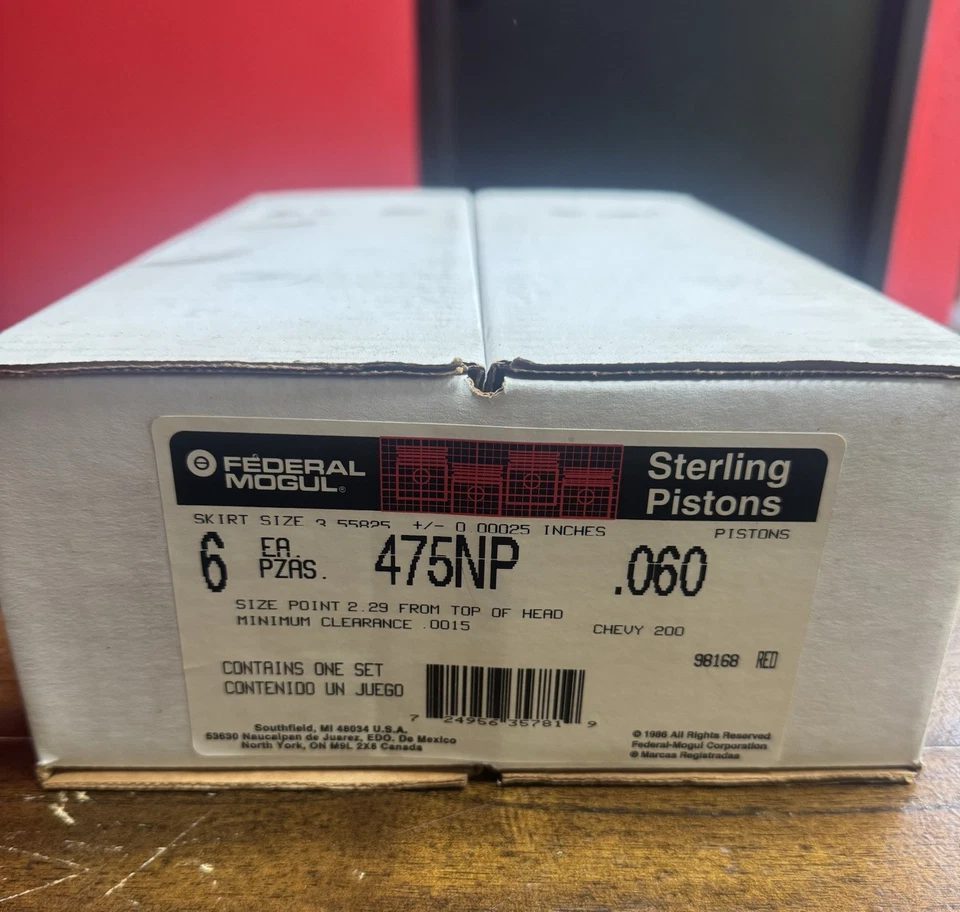 Conjunto de pistões Federal Mogul 475NP .060 sobre para GM 200cu3.3L V6 78-79 ajuste de prensa - Imagem 1 de 3