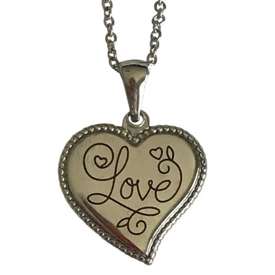Hallmark Necklace Womens Love Heart Pendant Silver Color Stainless Steel 18 Inch - Image 1 of 4