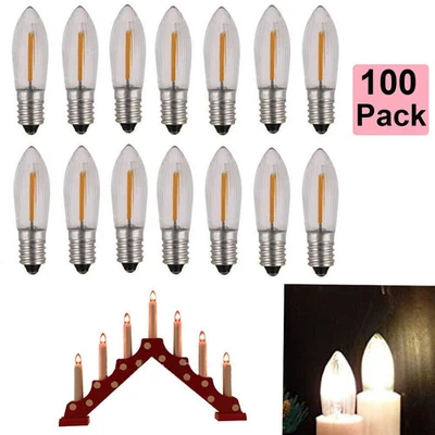 20-100 x E10 COB LED Ersatzlampen Glühbirnen Topkerze Licht 0,2W 14-55V Warmweiß - Bild 1 von 4