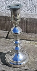 JOLI BOUGEOIR OU FLAMBEAU VERRE SOUFFLÉ EGLOMISÉ ANCIEN - Imagen 1 de 15