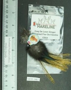 Hareline Gallo Coq De Leon Ginger Speckled  Flor De Escoba Hackles Lot-SF 368 - Picture 1 of 2