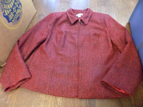 VETEMENTS Giacca con cerniera anteriore Christopher & Banks rosso nero con filo metallizzato argento taglia L