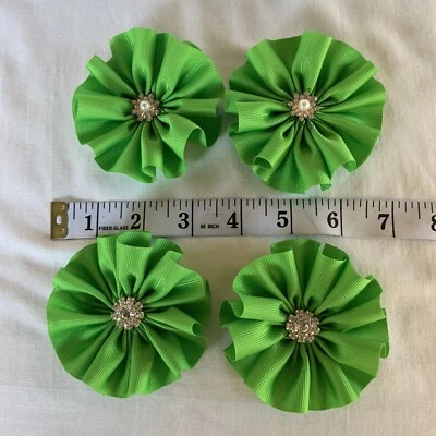 Grosgrain Ribbon Flowers 3 Inch Crafting Green - Image 1 of 4
