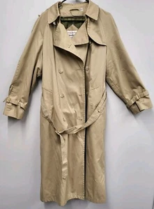Westbound Trench Coat Double Breasted Tan Belt Scarf Zip Out Lining Size 14 Read - Picture 1 of 14