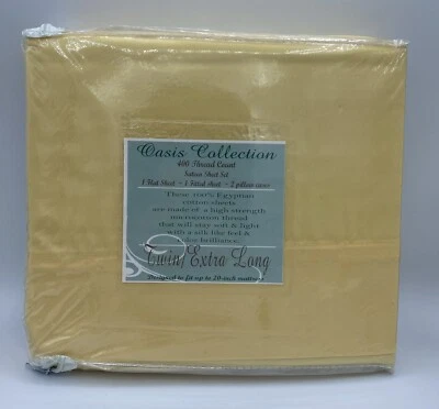 Vg Oasis collection Twin/Extra Long Sateen Sheet Set 400 Thread Count Yellow - Image 1 of 4