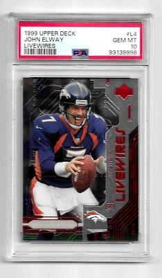 1999 UPPER DECK LIVEWIRES FOOTBALL CARD #L4 HOF JOHN ELWAY PSA 10 LOW POP BRONCO - Image 1 of 4