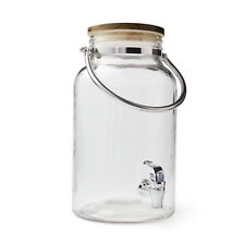 Clear 1.5 Gallon Glass Beverage Dispenser with Wood Lid