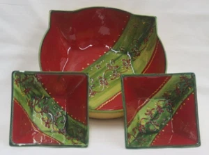 Del Rio Salado Keramik Feiertag Festival 10" Chip und zwei 5,5" Dip Salsa Schüsseln - Bild 1 von 6