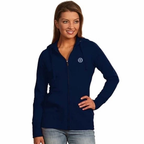 NEW Women's New York City FC MLS Hooded Full-Zip Sweatshirt - Blue - Large Cover