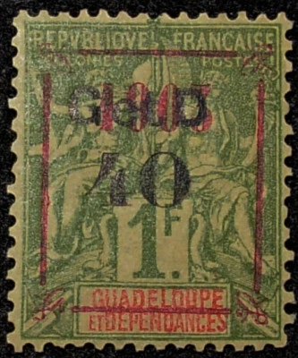Guadeloupe, Scott #50var., OG, F/VF, Yvert 52a,  Dallay 52 Type IA - Image 1 of 2
