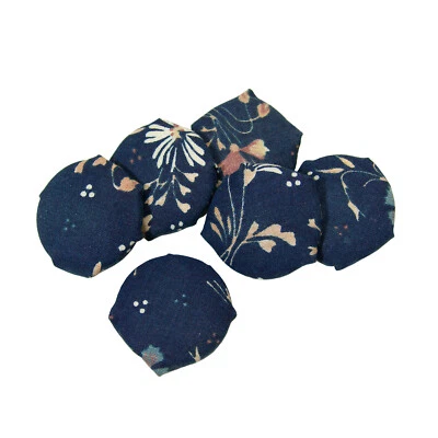 Handmade Fabric Covered Metal Shank Loop Buttons 23mm Large Fasteners Dark Blue - Image 1 of 4