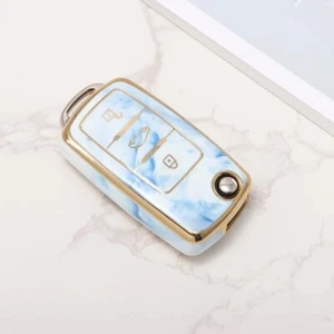 Funda llave plegable azul para VW Polo Golf Passat Sharan Touran Jetta EOS - Imagen 1 de 1