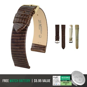 HIRSCH Lizard Leather Watch Strap - Stainless Steel Buckle + Bonus Battery - Picture 1 of 15