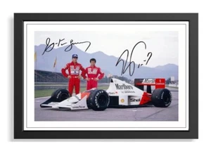 347) ayrton senna & alain prost formula 1 signed photograph framed/unframed pp - Picture 1 of 5