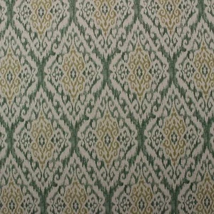 RICHLOOM RHODES JADE GREEN CREAM IKAT MULTIPURPOSE LINEN FABRIC BY THE YARD 54"W - Picture 1 of 5