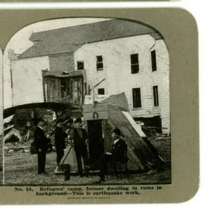 Campo de refugiados 1906 casa en ruinas terremoto de San Francisco vista estéreo Z89 - Imagen 1 de 2