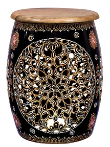 Hand Painted Iron Big Stool / Mudda / Table Decor for home / Office - Multicolor - Picture 1 of 4