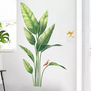 PEGATINA DE PARED VERDE PLANTAS TROPICALES AVES HOJAS COLGANTES DE PVC extraíble hogar - Imagen 1 de 6