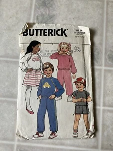 Butterick 6714 Children's Sweats Sweat Suit Sewing Pattern cut Vintage 1980s - Picture 1 of 4
