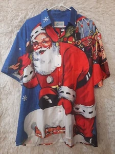 NEW Men 2XL Christmas Hawaiian Button Down Shirt Short Sleeve Shirt - Picture 1 of 6