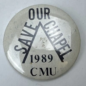 Vintage 1989 Central Michigan University Pin CMU Save Our Chapel Mt Pleasant - Picture 1 of 6