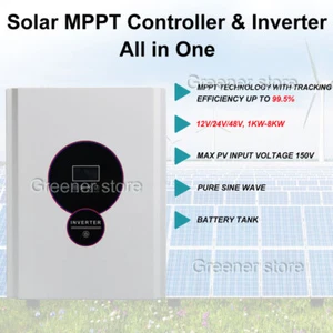 Onda Sine Pura Solare Inverter MPPT Controller 12V 24V 48V to 110V/220V 1-8KW ST - Imagen 1 de 21