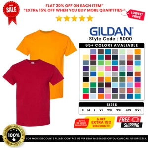 Gildan G500 Men's Heavy Cotton Tee Short Sleeve Plain Solid Classic Fit T-Shirt - Picture 1 of 64
