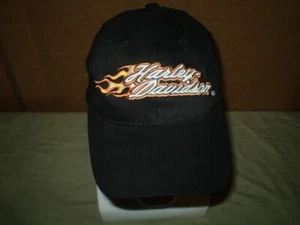 Harley Davidson Motorcycles Men's Strapback Hat Black OSFA Embroidered Flames - Picture 1 of 10