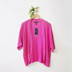 Lauren Ralph Lauren NWT Linen Cotton Blend Pink Open Front Knit Cardigan OS - Picture 1 of 8
