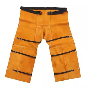 Welding Safety Chaps Leather Apron Adjustment Split Leg Fire Protective Apparel♡ - Picture 1 of 22