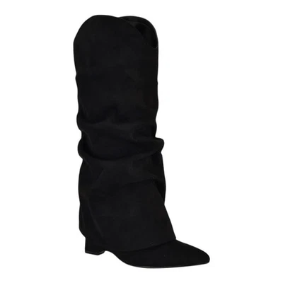 Nine West Women's Amazin Pointy Toe Slouchy Cuffed Knee High Boots Black Size 6 - Image 1 of 4