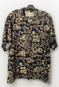 Vintage Mens Old Maui Brand Hawaiian Shirt Palm Trees Island Pocket Size Large - Picture 1 of 9