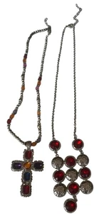 Damen Set mit 2 markenlosen Silberketten & Perlenketten mit bunten Steinen - Bild 1 von 16