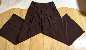 AGNONA women's wide leg dark brown 100% silk pants $1,200 value Size 42 Italy - Picture 1 of 4