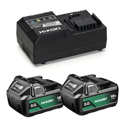 Hikoki UC18YSL3JKZ 18V Starter Kit 2 x BSL1850MA 5.0Ah Battery, UC18YSL3 Charger
