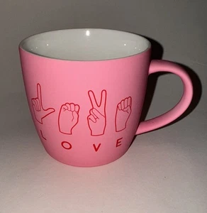 Taza de té café rosa lenguaje de señas Love tacto suave de Eccolo - Imagen 1 de 13