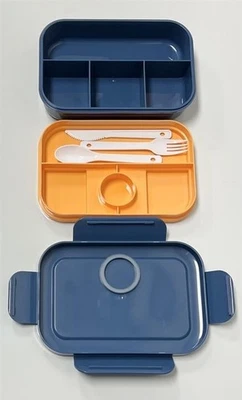 Bento Style Portion Control Leak Proof Insulated Blue/Orange Lunch Box - Image 1 of 4