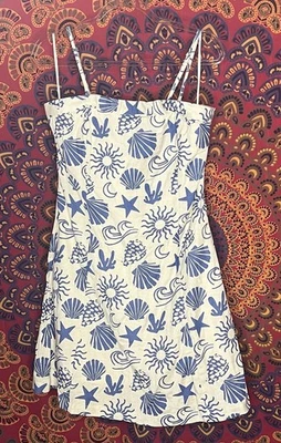 Vestido Jessica Simpson L Azul y Blanco con Motivo Mar Sin Tirantes Opcional Calado Foto 1 de 4
