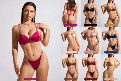 Victoria's Secret Shine Strap - JUEGO DE SUJETADOR MÚLTIPLE + TANGA - Lencería clásica SATÉN Foto 1 de 4