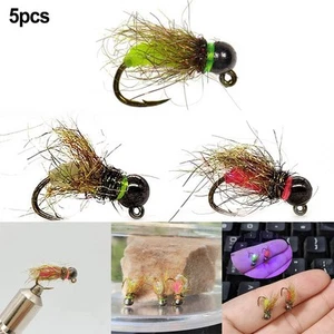 Haute Qualité 5pc Tungstène Perle Tête Truite Pêche Leurre Nymphe Mouche Amorce - Photo 1/26