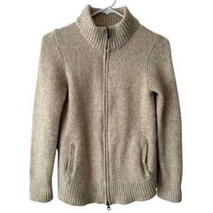 L.L. Suéter/Chaqueta/Cárdigan de Invierno Tejido 100% Lana de Cordero Crema Cremallera Completa-S - Imagen 1 de 7