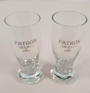 PATRON XO CAFE grabado y letras doradas tiro vidrio conjunto de 2 - Imagen 1 de 5